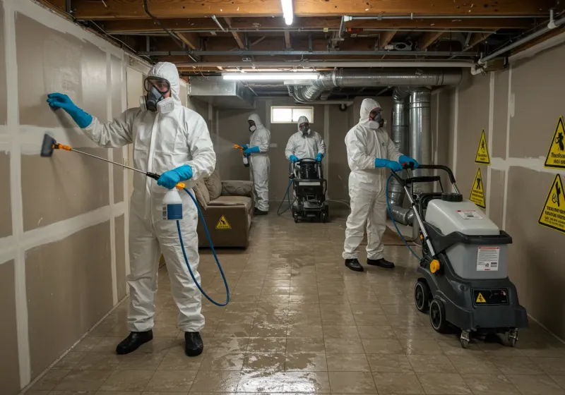 Basement Moisture Removal and Structural Drying process in Maiden, NC